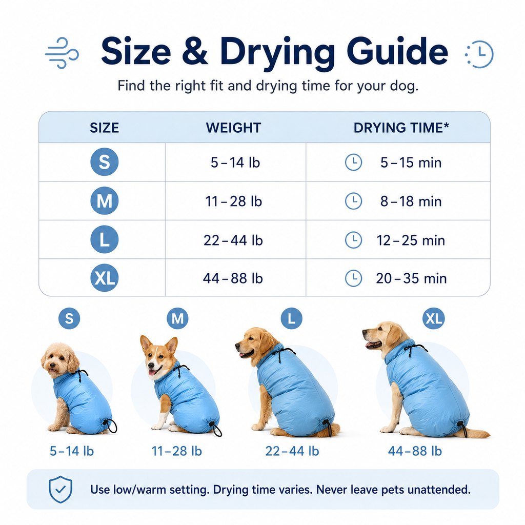 Paws in Awe Hands-Free Dog Dryer Bag for After-Bath Home Grooming, Helps Dry Wet Coats Faster with Less Flying Fur & Mess image 11