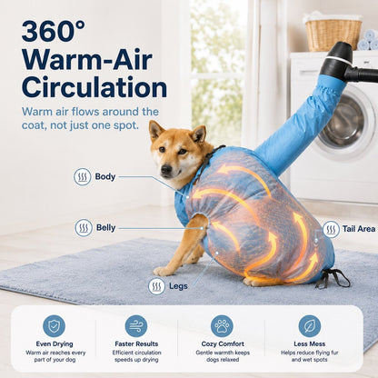 Paws in Awe Hands-Free Dog Dryer Bag for After-Bath Home Grooming, Helps Dry Wet Coats Faster with Less Flying Fur & Mess image 6