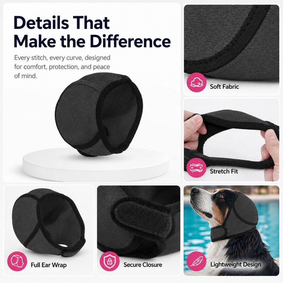 Paws in Awe Dog Ear Cover for Swimming, Bath Time & Loud Noise Comfort - Soft Calming Ear Muff to Help Keep Water & Debris Out image 5