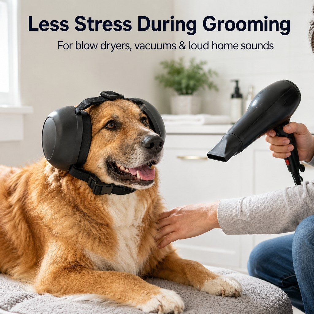 Paws in Awe Dog Noise-Reducing Ear Muffs for Fireworks, Thunderstorms & Grooming - Adjustable Anxiety Comfort Ear Protection for Medium & Large Dogs image 3