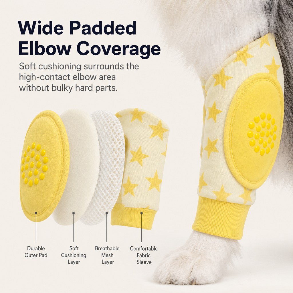 Wide padded elbow coverage dog protector sleeves