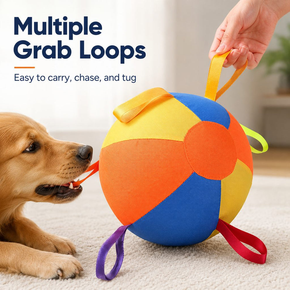 Paws in Awe Inflatable Dog Play Ball for Backyard & Indoor Play - Oversized Chase and Tug Toy to Burn Energy and Ease Boredom image 4