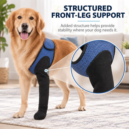 Structured dog front-leg support sleeve detail