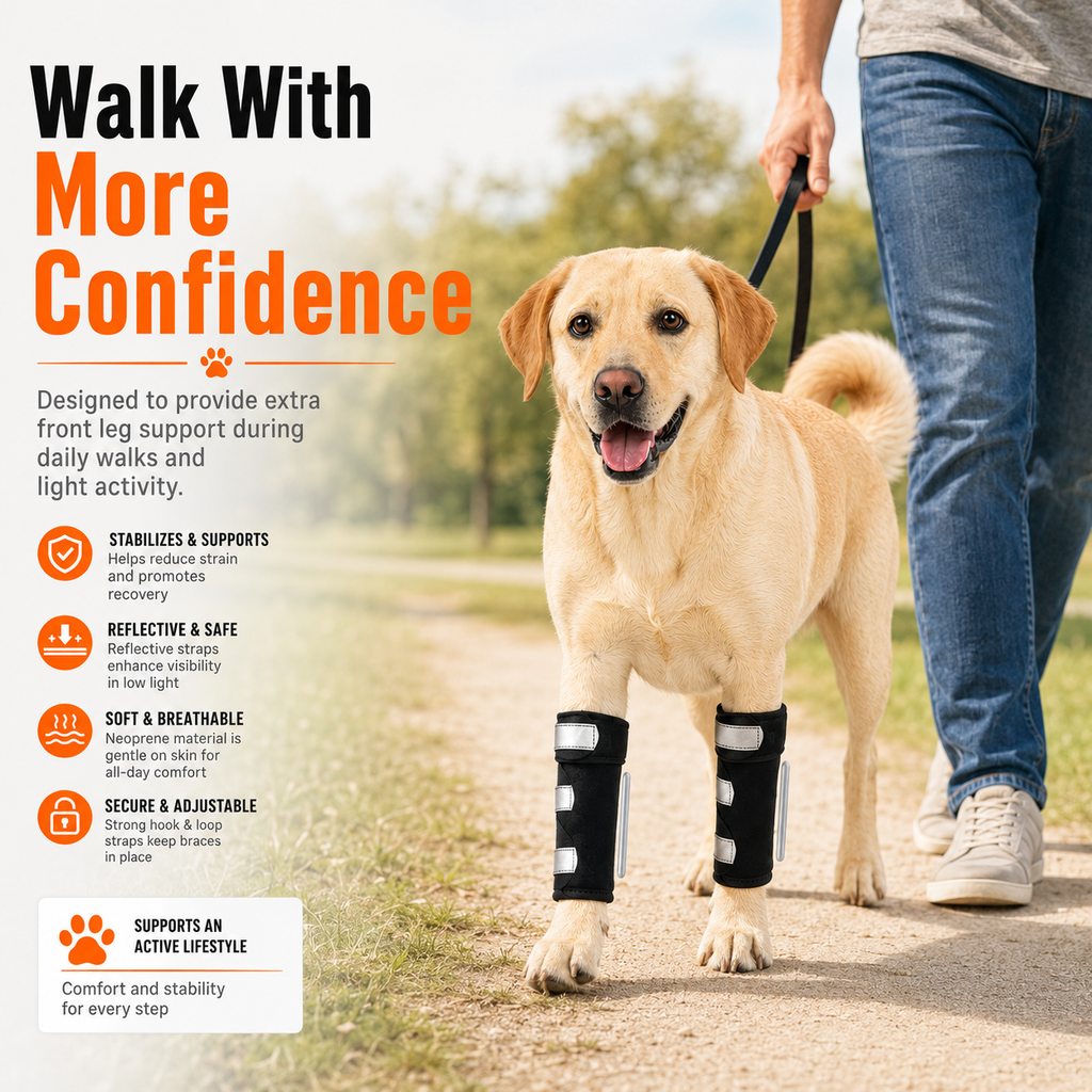 Paws in Awe Dog Front Leg Brace for Weak or Injured Legs - Adjustable Support for Stability, Recovery & Daily Walking Comfort image 3