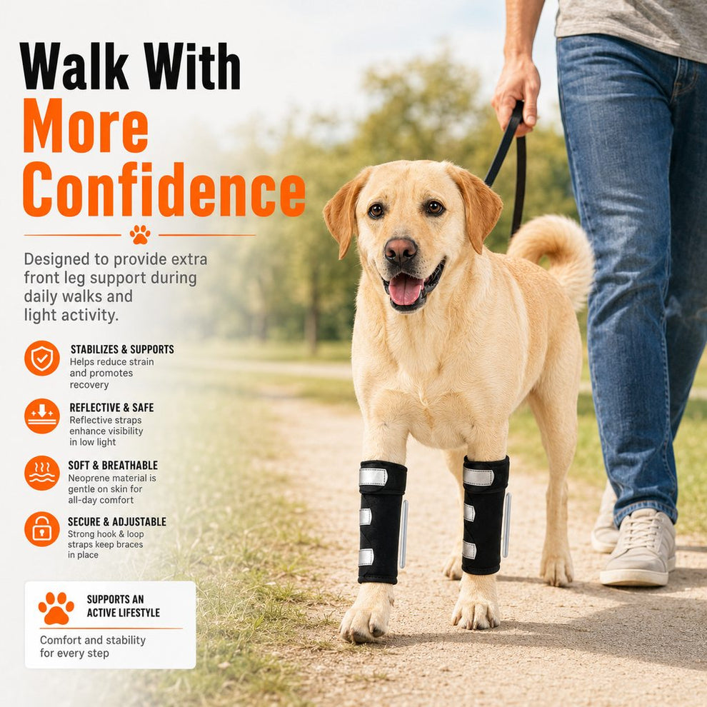 Paws in Awe Dog Front Leg Brace for Weak or Injured Legs - Adjustable Support for Stability, Recovery & Daily Walking Comfort image 3