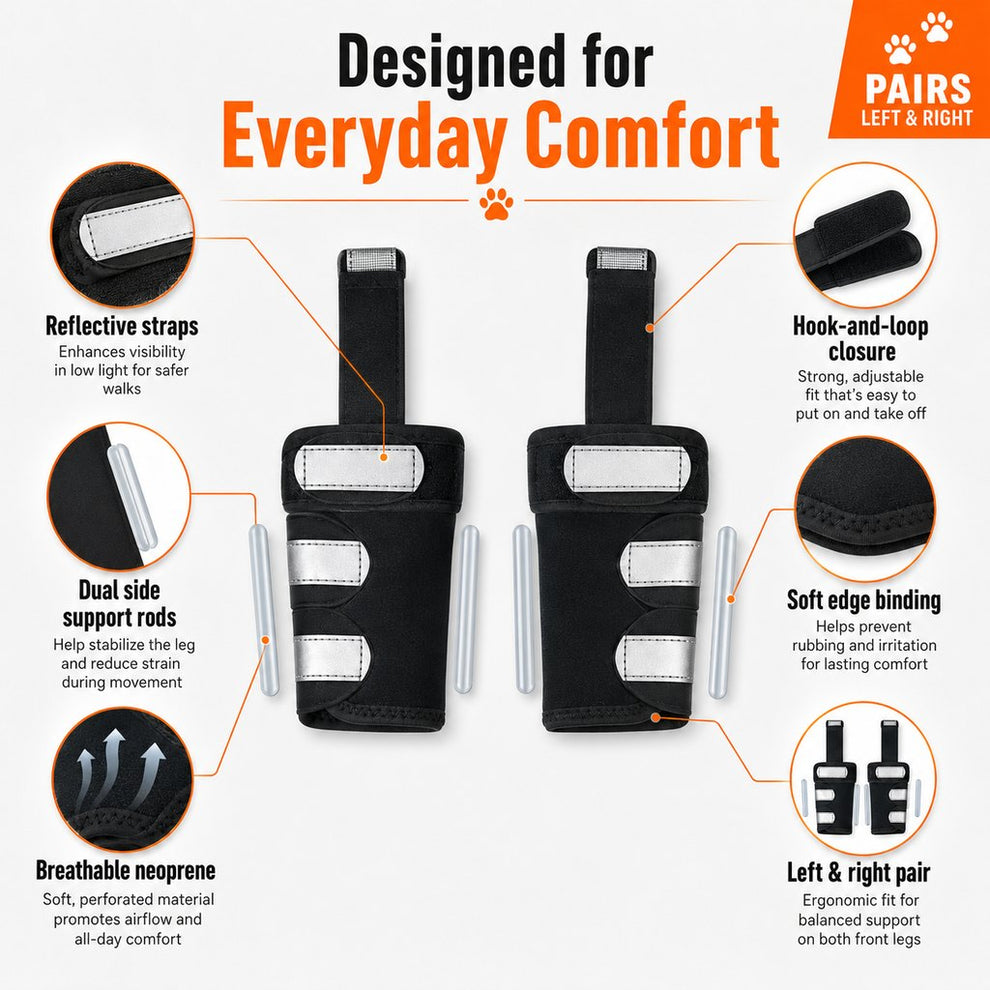 Paws in Awe Dog Front Leg Brace for Weak or Injured Legs - Adjustable Support for Stability, Recovery & Daily Walking Comfort image 8