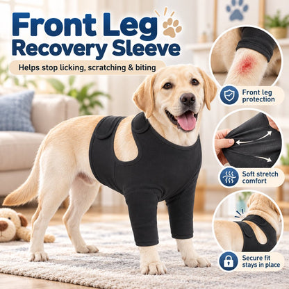 Black double-front-leg recovery sleeve coverage and features