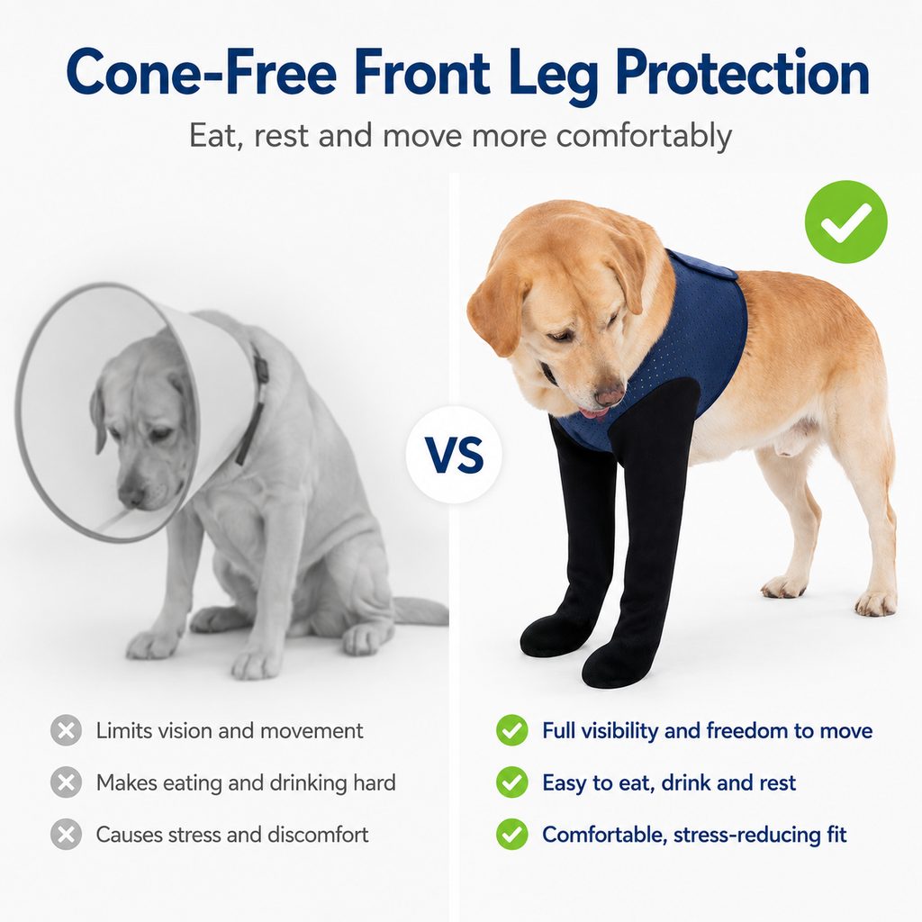 Paws in Awe PawGuard Dual Front Leg Recovery Sleeves for Dogs - Cone-Free Anti-Lick Protection for Post-Surgery, Scratching & Sensitive Front Legs image 2
