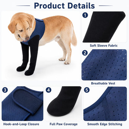 Paws in Awe PawGuard Dual Front Leg Recovery Sleeves for Dogs - Cone-Free Anti-Lick Protection for Post-Surgery, Scratching & Sensitive Front Legs image 9