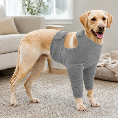 Heather gray dog front leg recovery suit SKU image