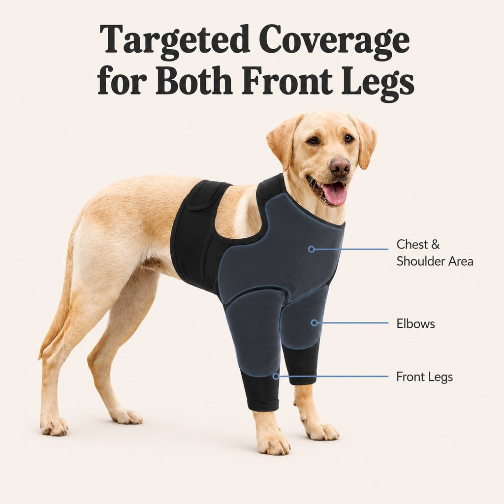Targeted coverage for chest shoulders elbows and both front legs