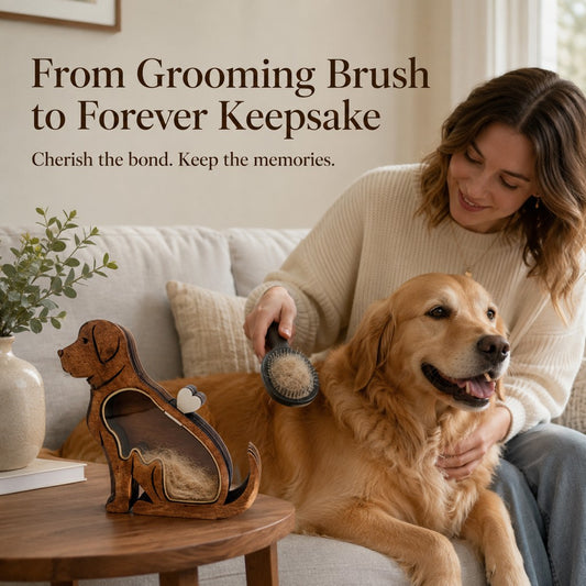 Dog fur keepsake wooden memorial box