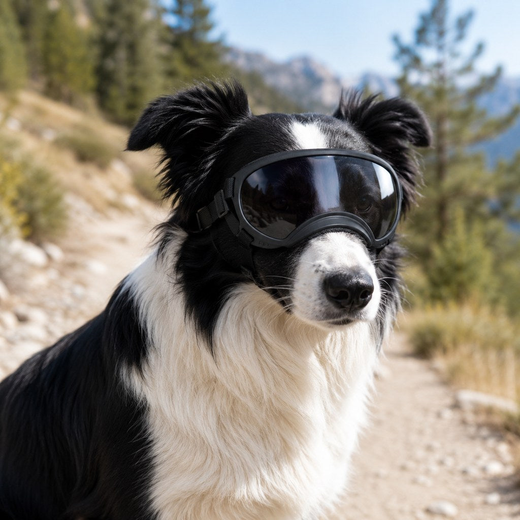 Black dog goggles outdoor hero image