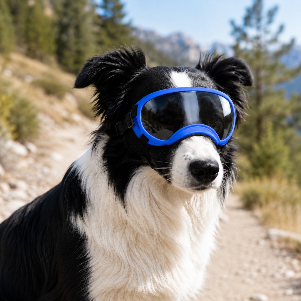 Blue photochromic dog goggles
