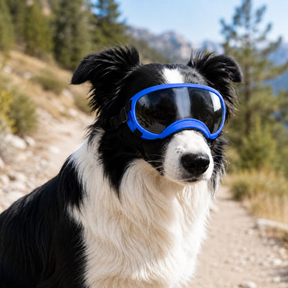 Blue photochromic dog goggles