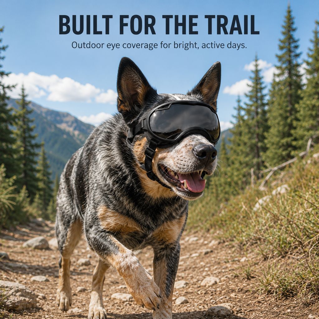 Outdoor dog goggles for trail hiking and bright days