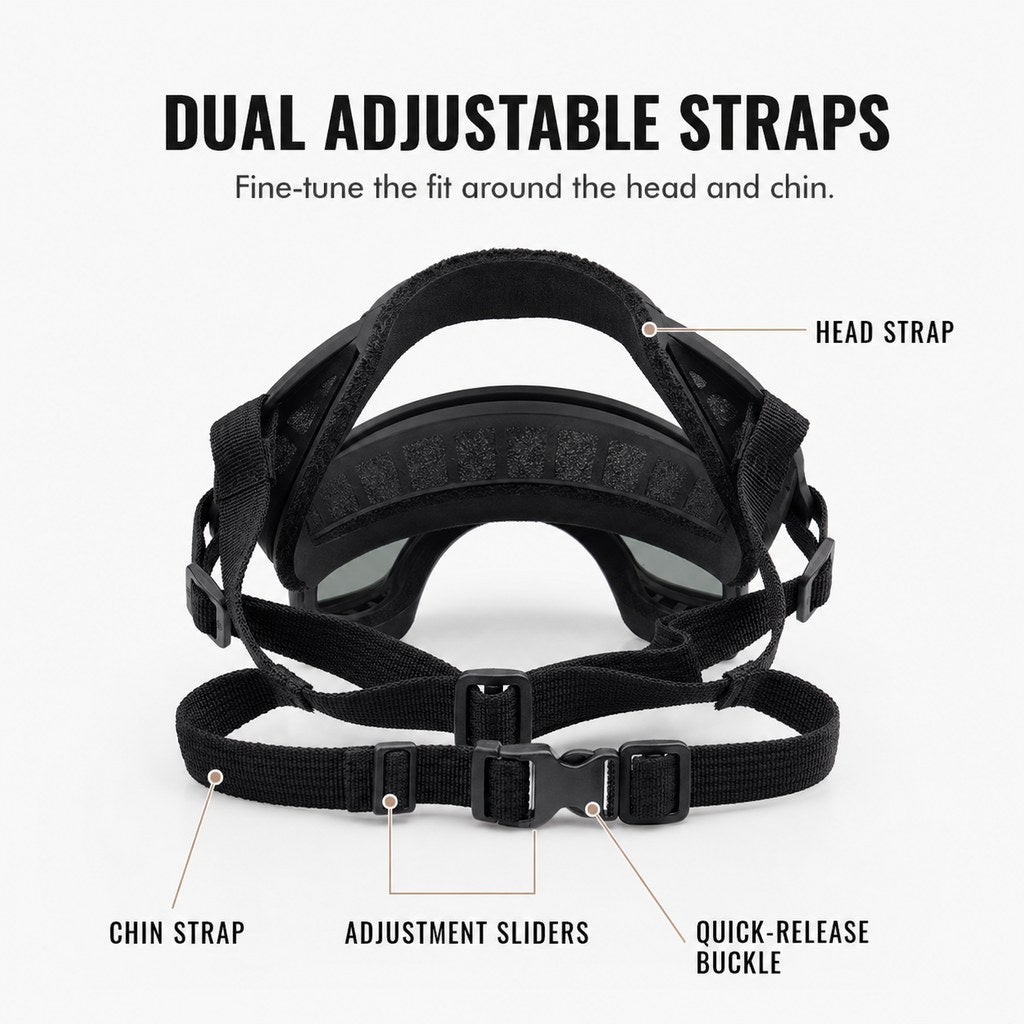Dog goggles dual adjustable straps feature