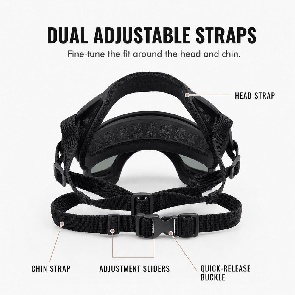 Dog goggles dual adjustable straps feature