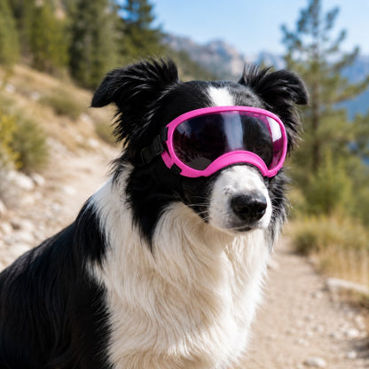 Pink photochromic dog goggles