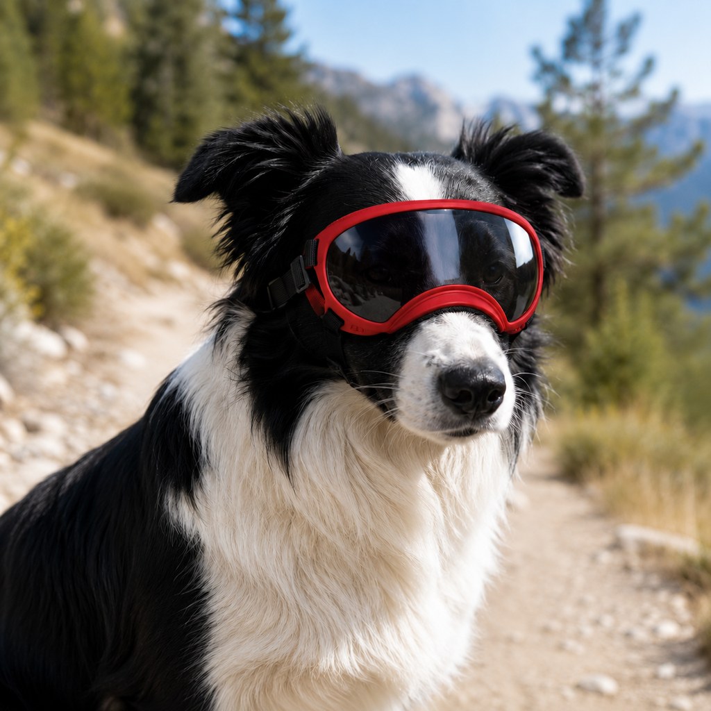 Red photochromic dog goggles