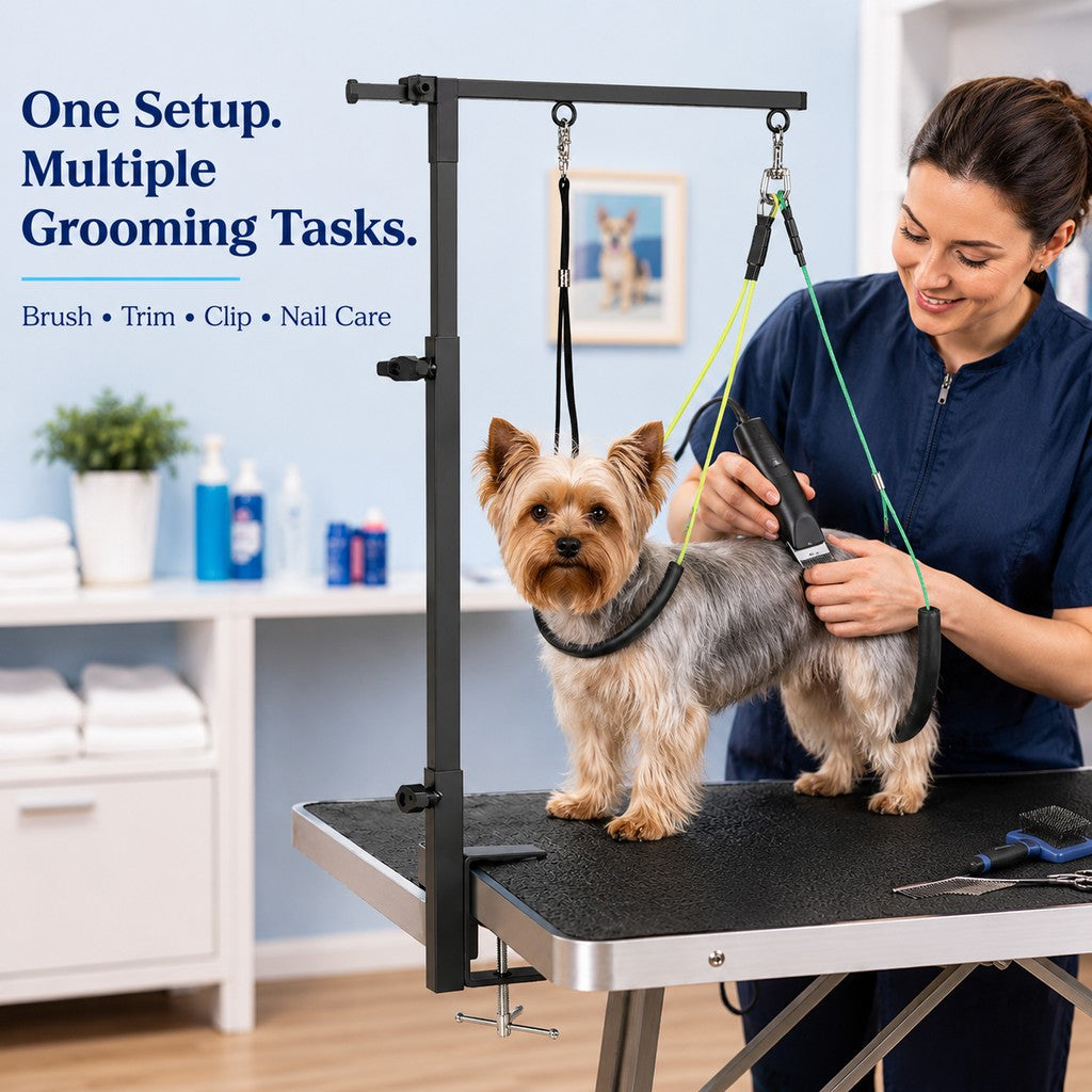 Paws in Awe Clamp-On Pet Grooming Arm for Bathing & Trimming, Foldable Dual Support Holder for Small & Medium Dogs image 3