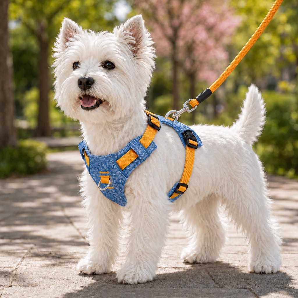 Paws in Awe Vintage Denim No-Pull Dog Harness &5 ft Rope Leash Set - Soft Adjustable Vest for Everyday Walks, Better Control & Low-Light Visibility image 10