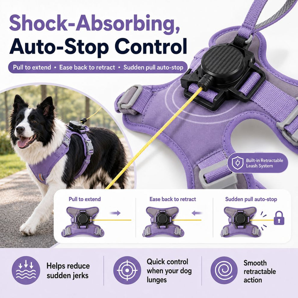 Paws in Awe 2-in-1 No Pull Dog Harness with Built-in Retractable Leash - Safe & Comfortable Control for Daily Walks & Outdoor Adventures image 6