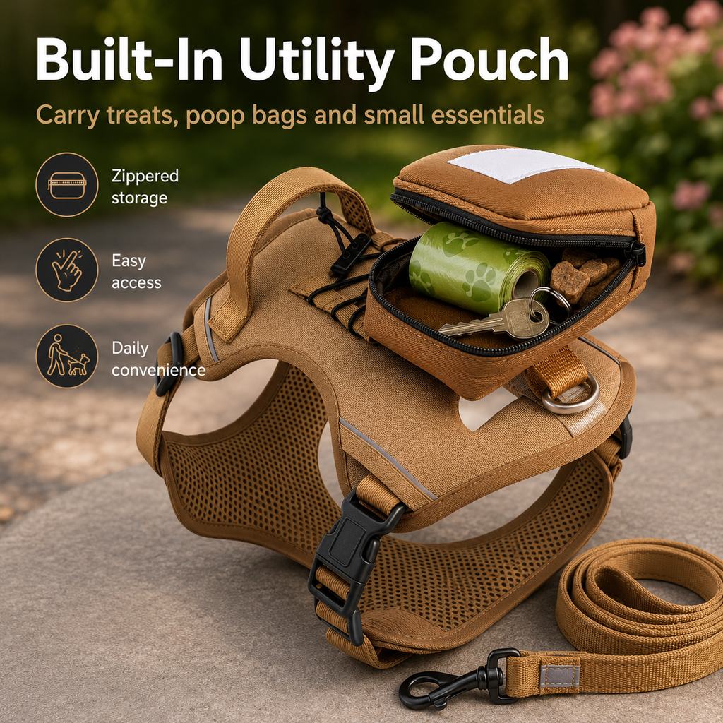 Paws in Awe Tactical Dog Harness with Storage Pouch for Daily Walks, Training & Hiking - Breathable Control Vest with Handle image 7
