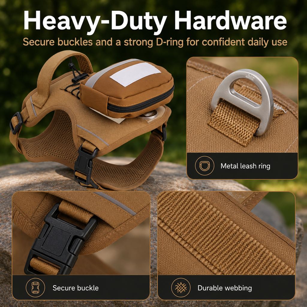 Paws in Awe Tactical Dog Harness with Storage Pouch for Daily Walks, Training & Hiking - Breathable Control Vest with Handle image 8