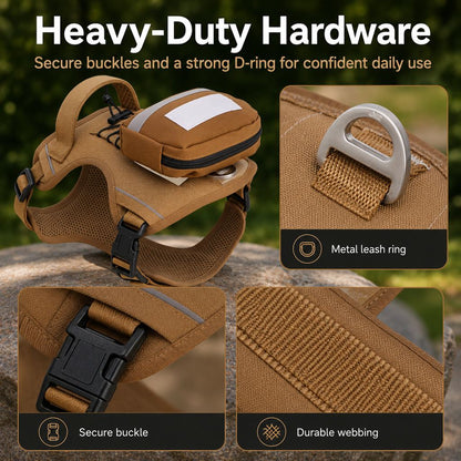 Paws in Awe Tactical Dog Harness with Storage Pouch for Daily Walks, Training & Hiking - Breathable Control Vest with Handle image 8