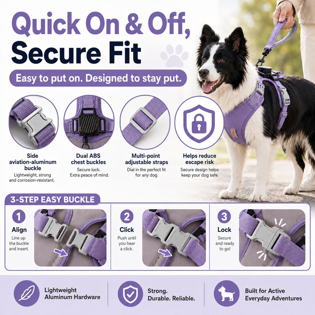 Paws in Awe 2-in-1 No Pull Dog Harness with Built-in Retractable Leash - Safe & Comfortable Control for Daily Walks & Outdoor Adventures image 4