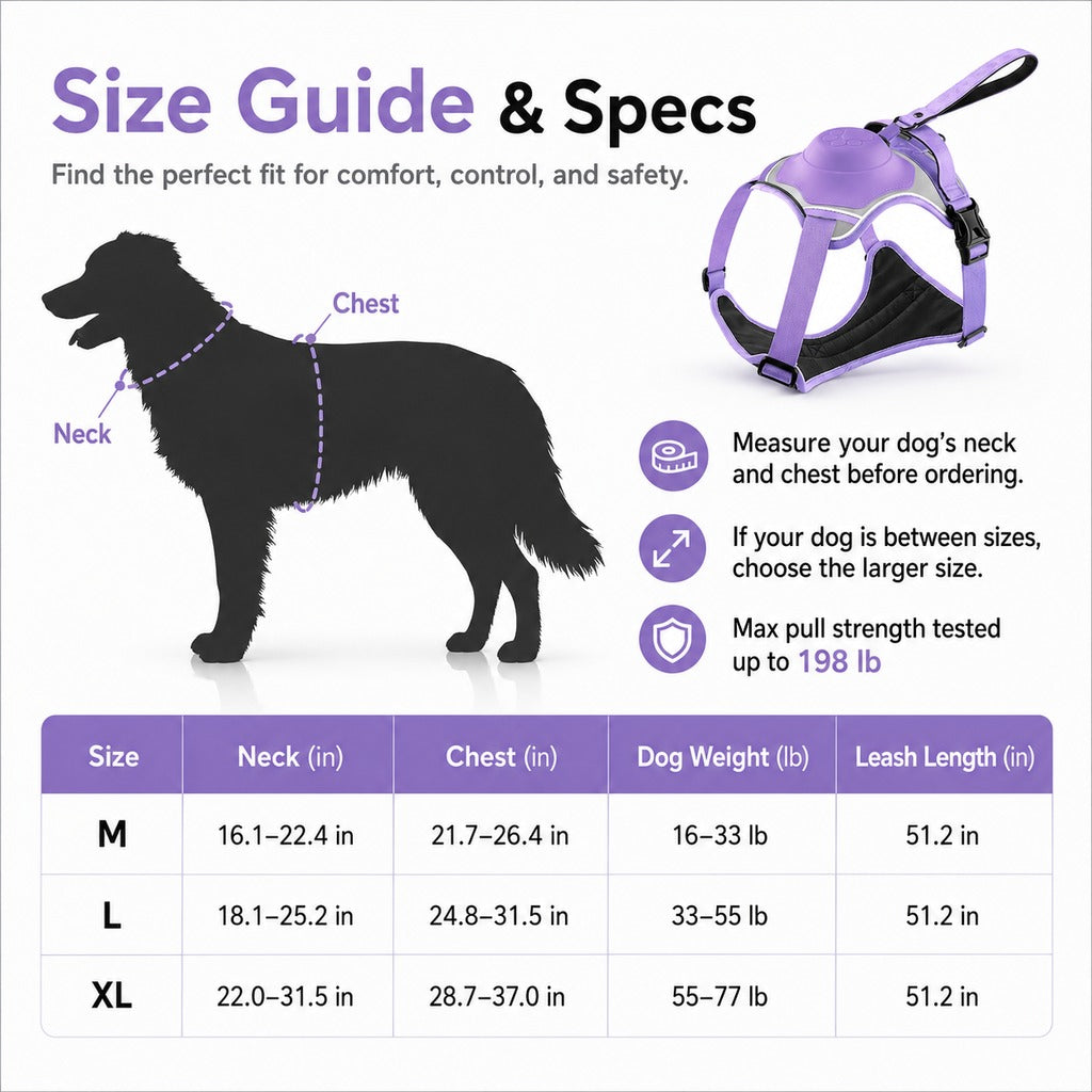 Paws in Awe No-Pull Reflective Dog Harness with Built-In Retractable Leash for Safer Daily Walks image 11
