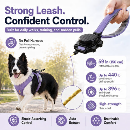 Paws in Awe 2-in-1 No Pull Dog Harness with Built-in Retractable Leash - Safe & Comfortable Control for Daily Walks & Outdoor Adventures image 7