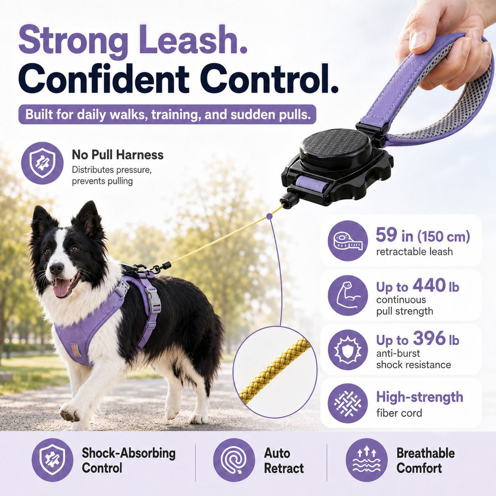 Paws in Awe 2-in-1 No Pull Dog Harness with Built-in Retractable Leash - Safe & Comfortable Control for Daily Walks & Outdoor Adventures image 7