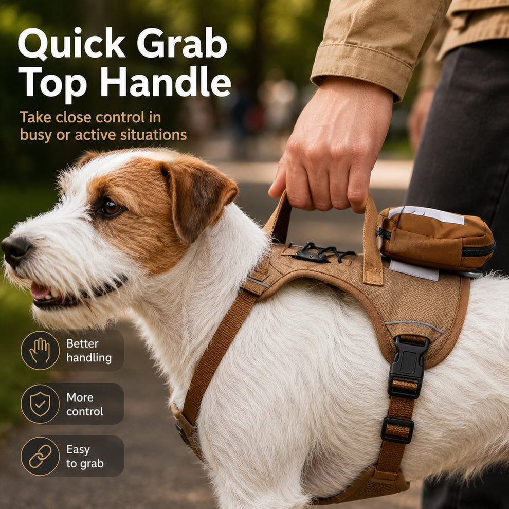 Paws in Awe Tactical Dog Harness with Storage Pouch for Daily Walks, Training & Hiking - Breathable Control Vest with Handle image 6