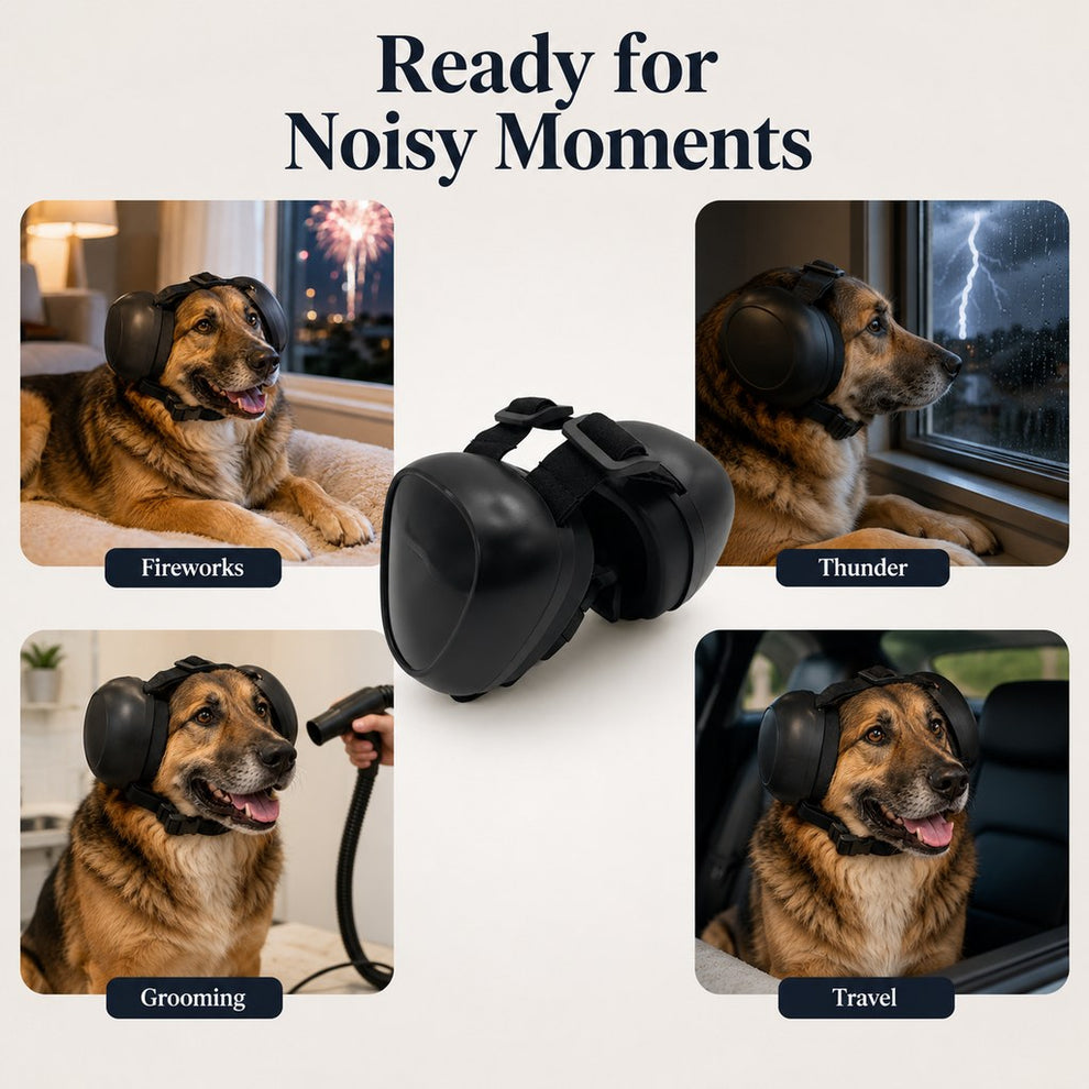 Paws in Awe Dog Noise-Reducing Ear Muffs for Fireworks, Thunderstorms & Grooming - Adjustable Anxiety Comfort Ear Protection for Medium & Large Dogs image 7
