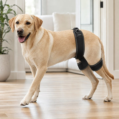 Dog hip and rear leg support brace for daily stability