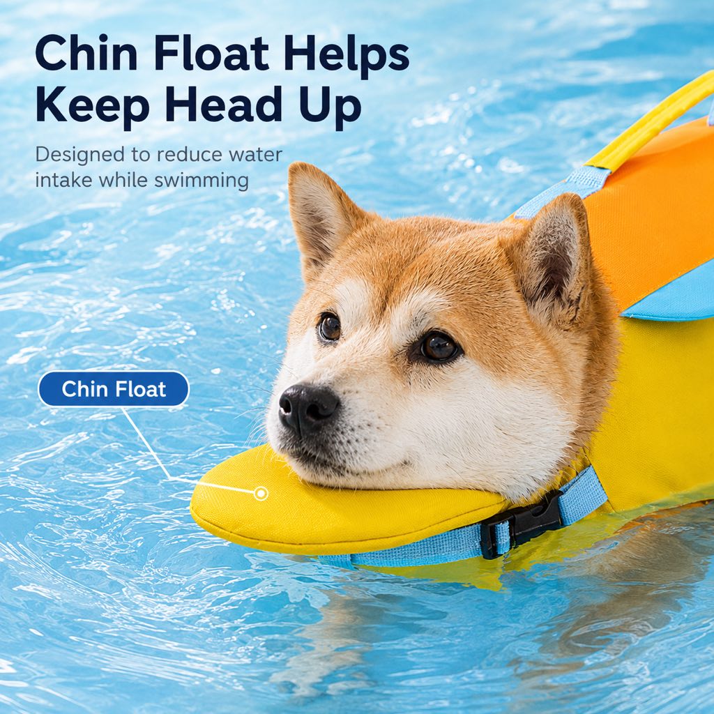 Paws in Awe Dog Life Jacket with Chin Float & Rescue Handle for Pool, Lake & Boat Trips - Helps Keep Dogs Afloat & Easy to Lift image 4