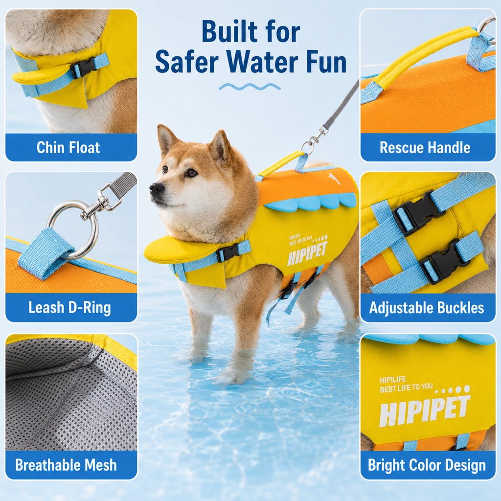 Paws in Awe Dog Life Jacket with Chin Float & Rescue Handle for Pool, Lake & Boat Trips - Helps Keep Dogs Afloat & Easy to Lift image 7