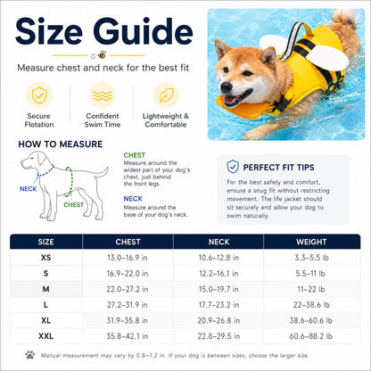 Paws in Awe High-Visibility Bee-Wing Dog Life Jacket with Chin Float & Rescue Handle for Pool, Lake & Boat Safety image 10