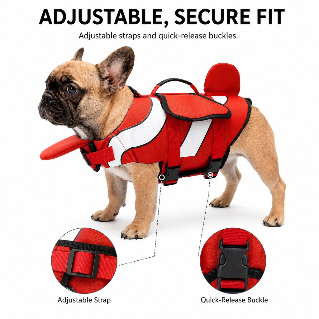 Dog life jacket for supervised water adventure use