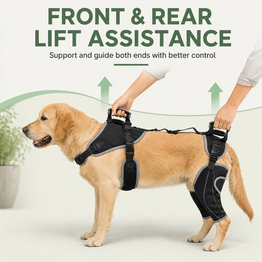 Dog lift harness for stairs and car entry assistance