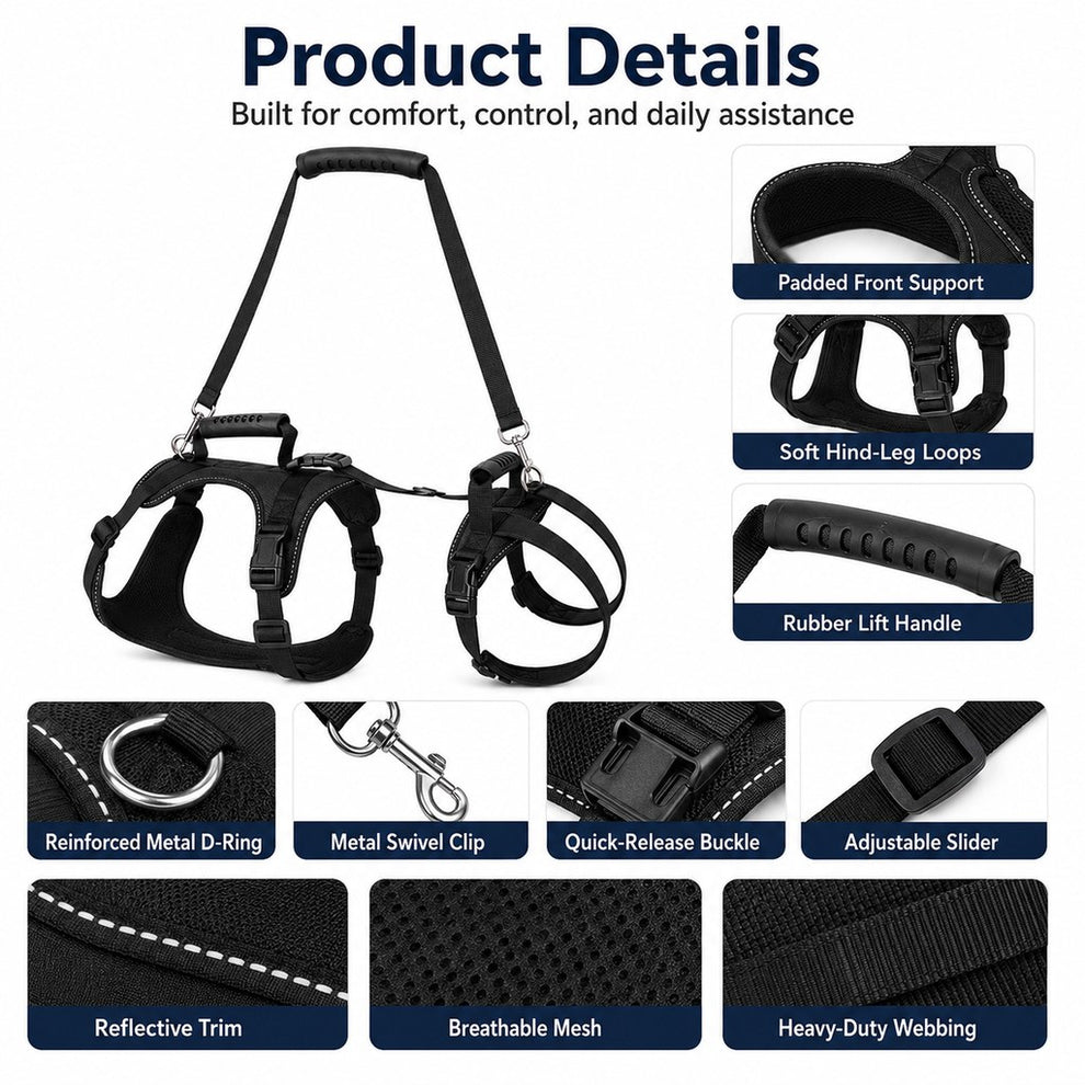 Paws in Awe Full-Body Dog Lift Harness for Large Dogs - Front & Rear Mobility Support for Stairs, Car Ramps and Weak Hind Legs image 5