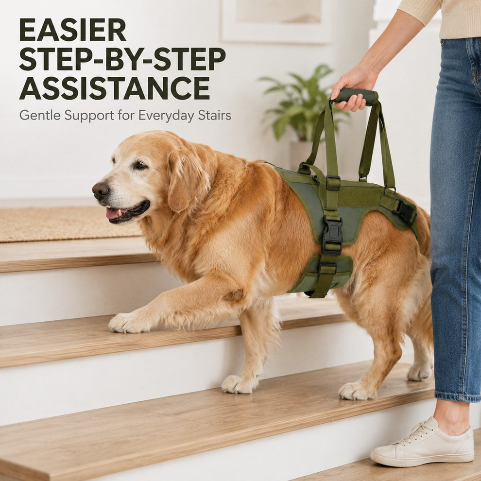 Dog lift harness for step and stair assistance