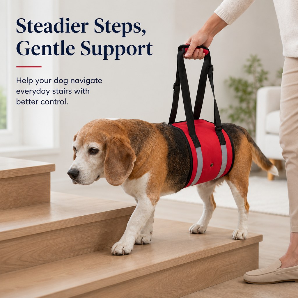 Reflective dog lift support sling for steadier steps and gentle support