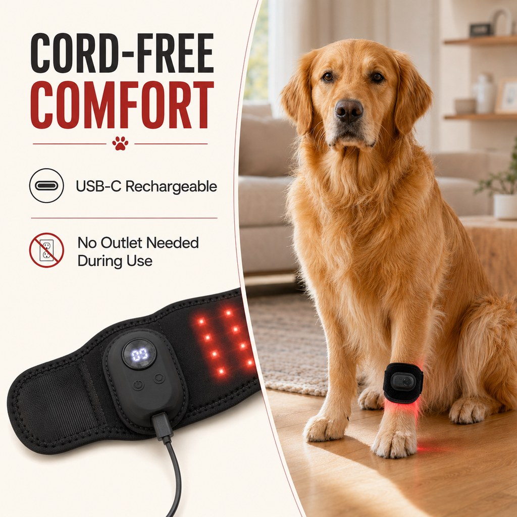 Adjustable hook and loop fit on dog light care leg wrap