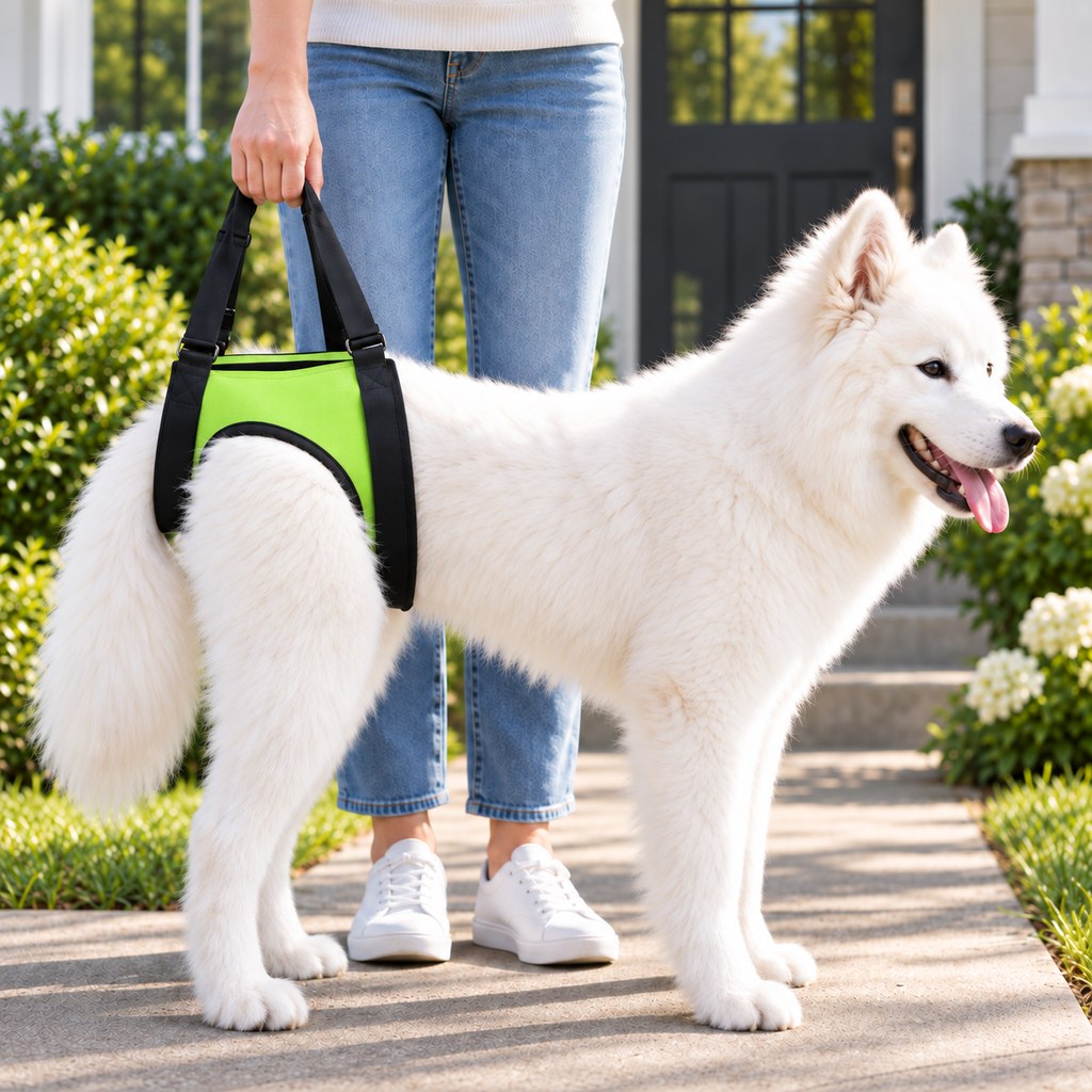 Green rear support dog mobility lift harness