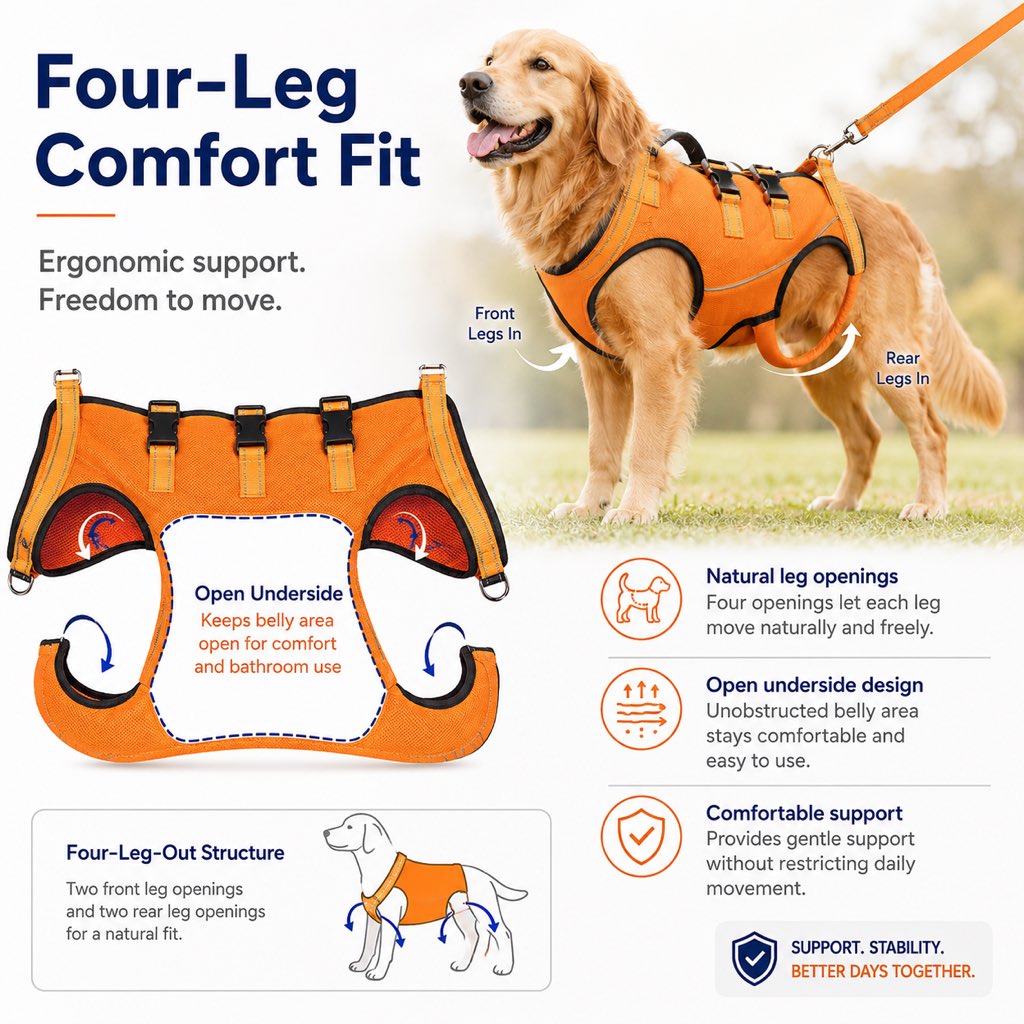 Paws in Awe Full-Body Dog Mobility Support Harness for Stairs & Car Rides - Lift Assist Vest for Senior Dogs with Weak Hind Legs image 7