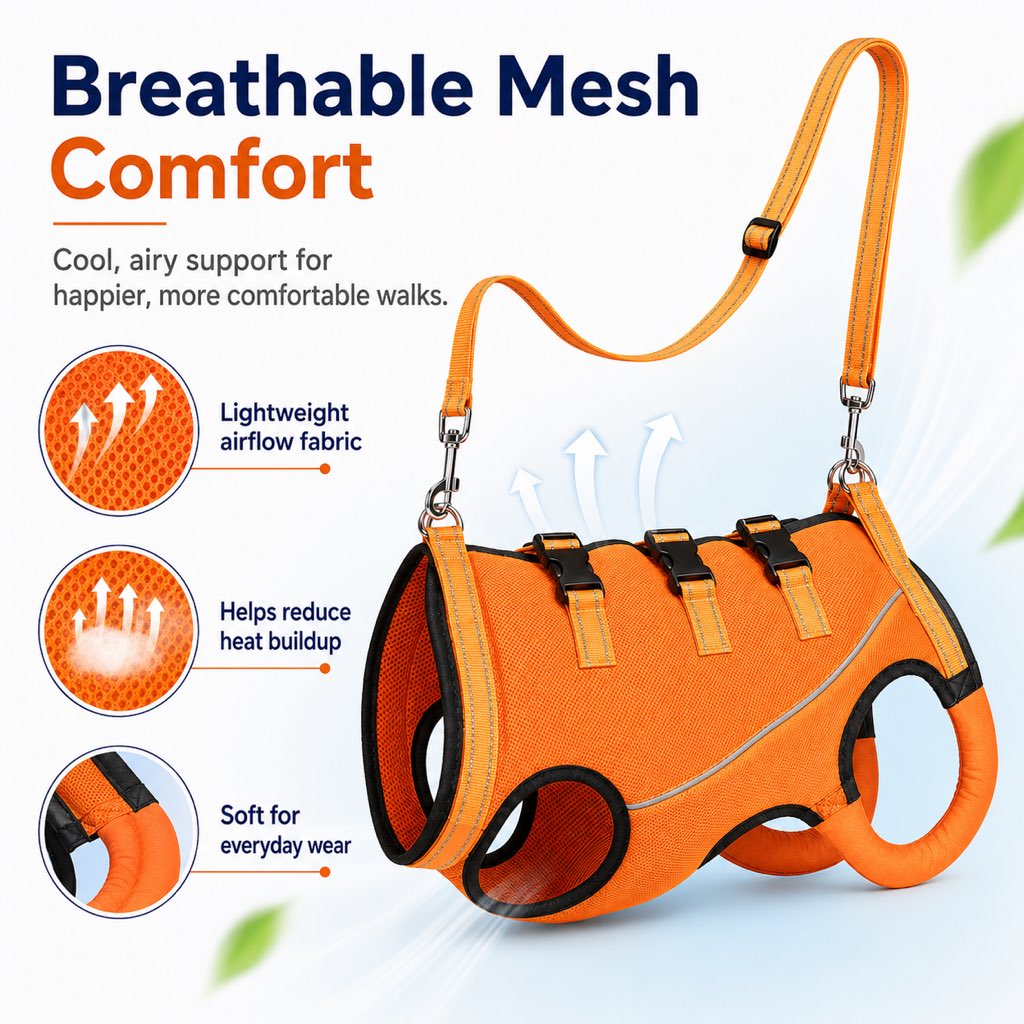 Paws in Awe Full-Body Dog Mobility Support Harness for Stairs & Car Rides - Lift Assist Vest for Senior Dogs with Weak Hind Legs image 8
