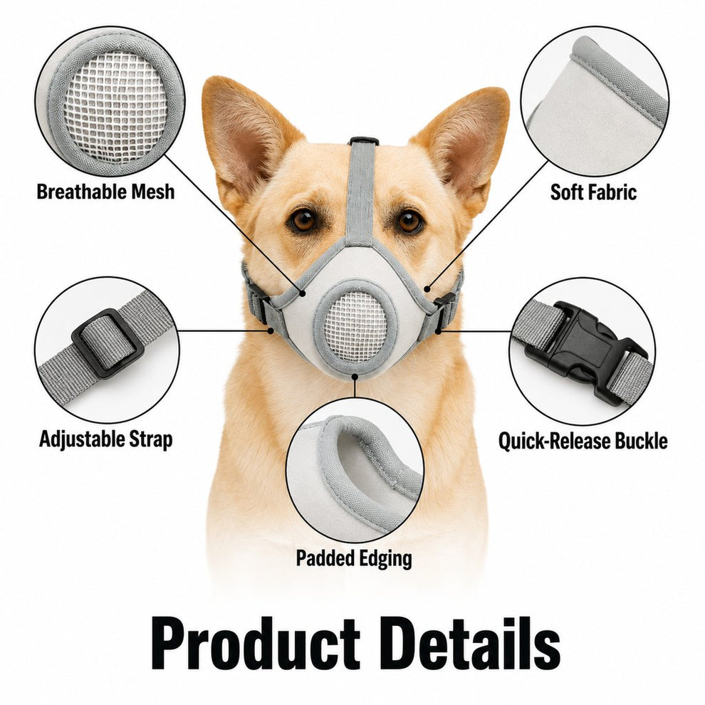 Paws in Awe Breathable Dog Muzzle for Walks, Grooming & Vet Visits - Soft Adjustable Mesh Muzzle to Help Reduce Biting, Chewing & Barking image 10